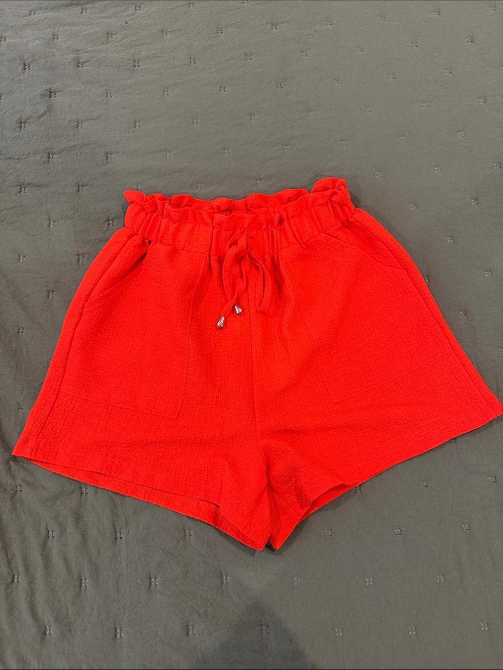 Women’s Orange Elastic Waist Drawstring Shorts